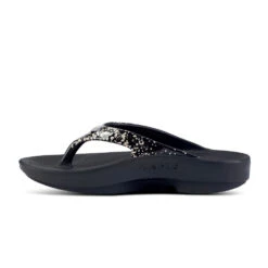 'OOFOS' Women's OOlala Thong Limited Edition - Black / Champagne Pop -Shoe Joy Shop 1403BLKCHMPGNE shot4 1024x1024@2x