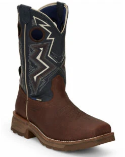 'Tony Lama' Men's 11" Force Western EH WP Comp Toe - Brown / Blue