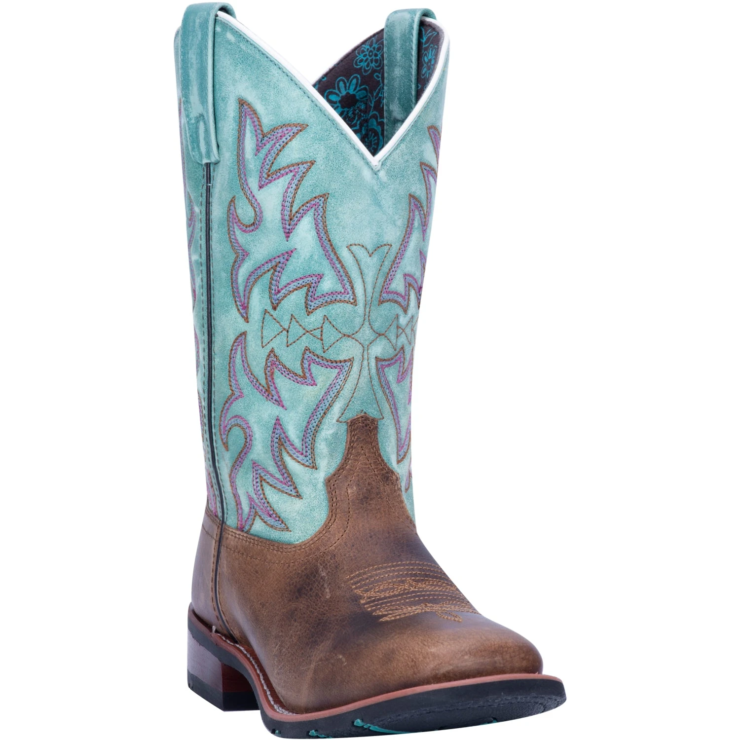 'Laredo' Women's 11" Anita Western Square Toe - Brown / Turquoise 8 'Laredo' Women's 11" Anita Western Square Toe - Brown / Turquoise - Image 6