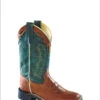 'Old West' Child's 9" Western Square Toe - Cognac / Teal -Shoe Joy Shop BSC1872 1024x1024@2x