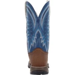 'Durango' Men's 12" Rebel Western Square Toe - Saddle Brown / Denim Blue -Shoe Joy Shop DDB0429 back 1024x1024@2x