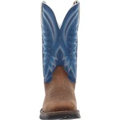 'Durango' Men's 12" Rebel Western Square Toe - Saddle Brown / Denim Blue -Shoe Joy Shop DDB0429 front 1024x1024@2x