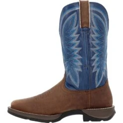 'Durango' Men's 12" Rebel Western Square Toe - Saddle Brown / Denim Blue -Shoe Joy Shop DDB0429 instep profile 1024x1024@2x