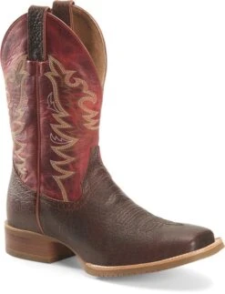 'Double H' Men's 12" Clifton Western Square Toe Roper - Buckskin / Red -Shoe Joy Shop DH6017 500xauto 1024x1024@2x