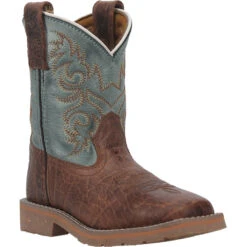 'Dan Post' Children's 8" Lil' Bisbee Western Square Toe - Brown / Blue -Shoe Joy Shop DPC2918 1 1024x1024@2x