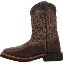 'Dan Post' Youth 9" Makucha Leopard Western Square Toe - Tan / Multi (Sizes 3Y-6Y) -Shoe Joy Shop DPC3951 3 1024x1024@2x