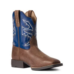 'Ariat' Youth 8" Sorting Pen Western Square Toe - Chocolate / Navy -Shoe Joy Shop F21 YTH WEST 10038333 medial 1024x1024@2x