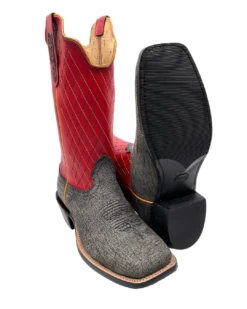 'Fenoglio' Men's 13" Cape Buffalo Western Square Toe - Grey / Red -Shoe Joy Shop FB342426286 1024x1024@2x