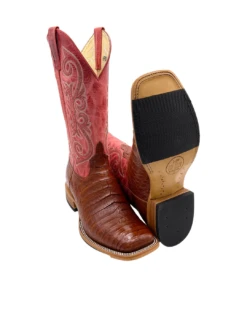 'Anderson Bean' Men's 13" HorsePower Top Hand Western Square Toe - Brandy Caiman Belly / Red Sinsation -Shoe Joy Shop HP80036 1024x1024@2x