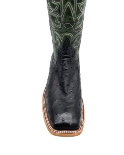 'Anderson Bean' Men's 13" HorsePower Top Hand Full Quill Ostrich - Black / Emerald Explosion -Shoe Joy Shop HP80044 1024x1024@2x
