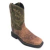 'Old West' Children's Western Broad Square Toe - Brown / Green -Shoe Joy Shop IMG 9817 1024x1024@2x