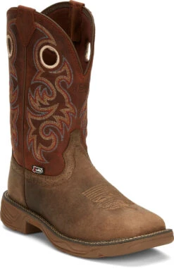 'Justin' Men's 11" Rush Western Square Toe - Peanut Tan / Bronze Orange -Shoe Joy Shop JST 001 SE7402 1024x1024@2x