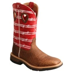 'Twisted X' Men's 12" Western Work Square Toe - Distressed Saddle / Ruby Red -Shoe Joy Shop MXB0008 AGR 4800x4800 95b33951 bf65 4840 a670 e50262bca33f 1024x1024@2x