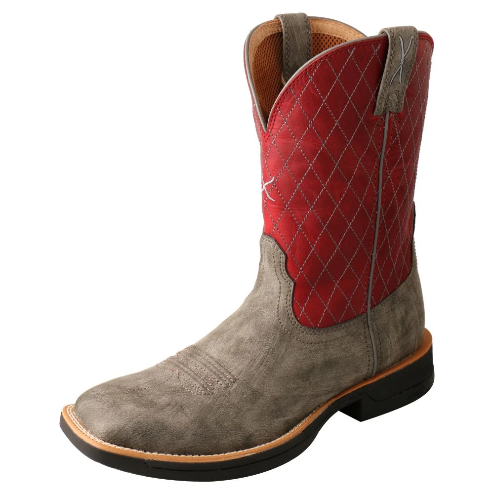 'Twisted X' Men's 11" Tech-X Cellstretch Western Square Toe - Grey / Red 3 'Twisted X' Men's 11" Tech-X Cellstretch Western Square Toe - Grey / Red