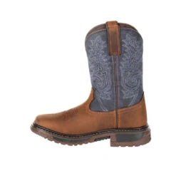 'Rocky' Child Ride FLX Square Toe Boot - Denim Blue / Brown -Shoe Joy Shop RKW0255C instep profile 1024x1024@2x