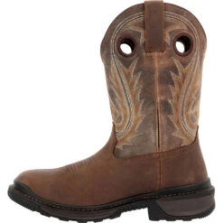 'Rocky' Men's 11" Ram's Horn EH Western Square Toe - Western Dark Brown -Shoe Joy Shop RKW0393 instep profile 1024x1024@2x
