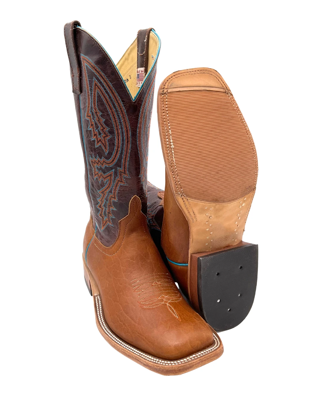 'Anderson Bean' Men's 13" Western Square Toe - Tobacco Yeti / Brass Explosion 5 'Anderson Bean' Men's 13" Western Square Toe - Tobacco Yeti / Brass Explosion - Image 3