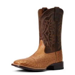 'Ariat' Men's 11" Night Life Ultra Western Square Toe - Ranger Smooth Quill Ostrich / Beam Brown -Shoe Joy Shop S22 MNS WEST 10040345 3 4 front 1024x1024@2x
