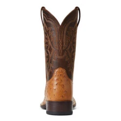 'Ariat' Men's 11" Night Life Ultra Western Square Toe - Ranger Smooth Quill Ostrich / Beam Brown -Shoe Joy Shop S22 MNS WEST 10040345 heel 1024x1024@2x