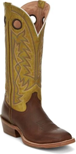 'Tony Lama' Men's 15" Fairview Buckaroo Western Square Toe - Brown / Moss Green -Shoe Joy Shop TNL 001 SA2001 1024x1024@2x