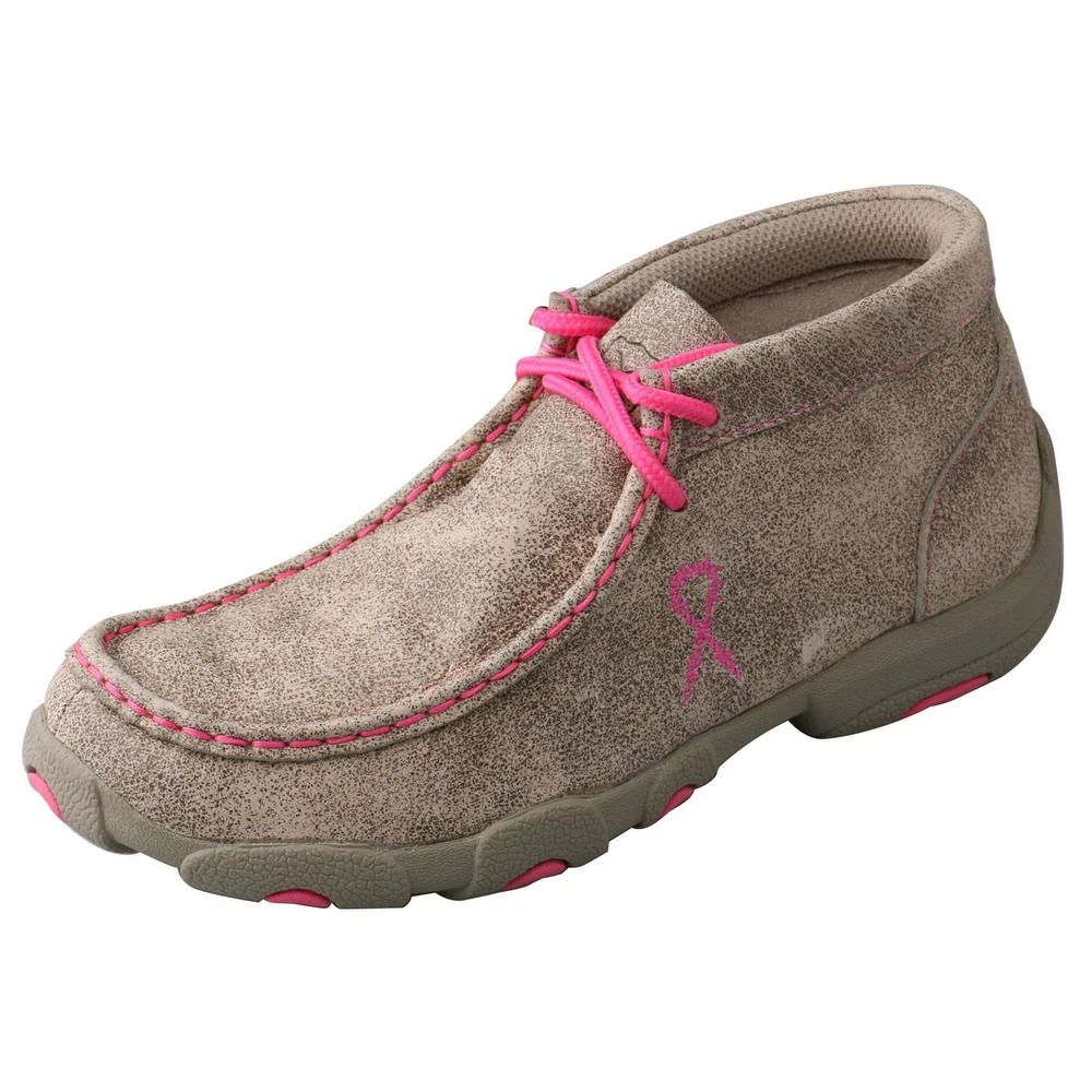 'Twisted X' Kids' Chukka Driving Moc - Dusty Tan / Neon Pink 3 'Twisted X' Kids' Chukka Driving Moc - Dusty Tan / Neon Pink