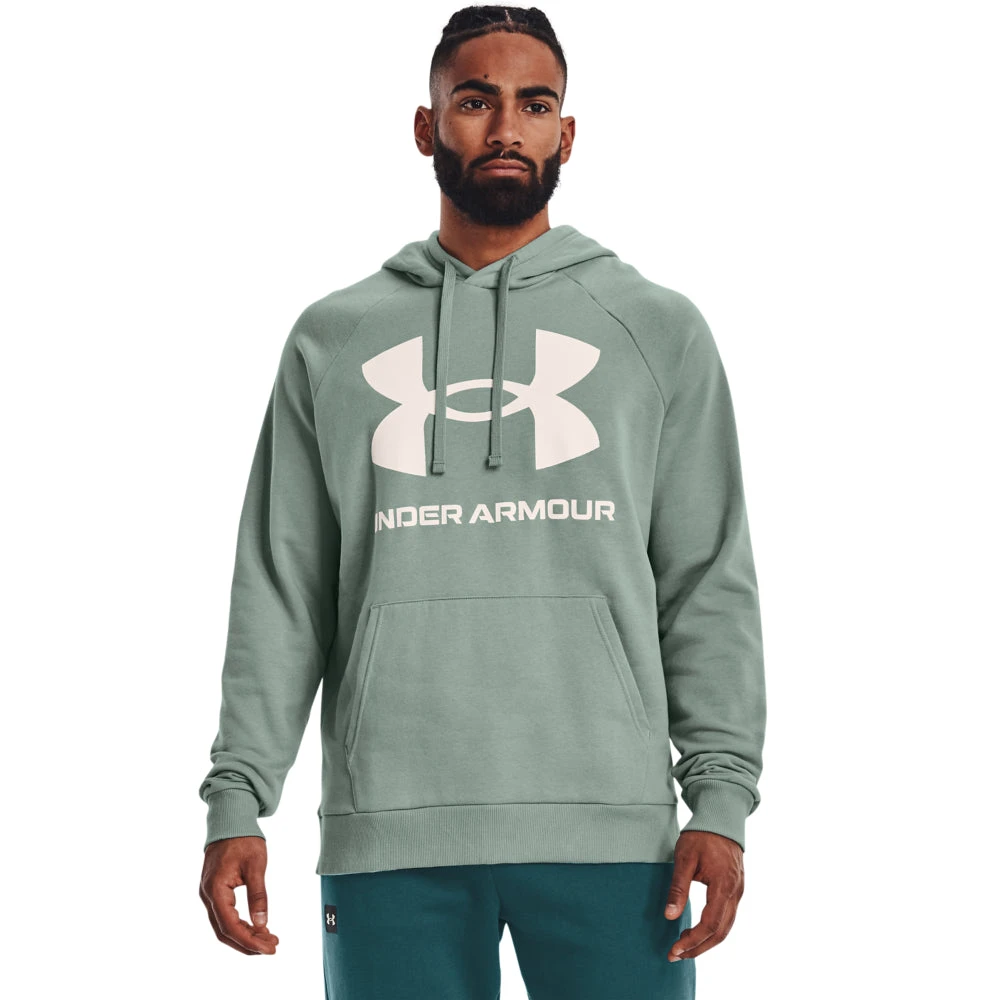 'Under Armour' Men's Rival Fleece Big Logo Hoodie - Opal Green / Onyx White 3 'Under Armour' Men's Rival Fleece Big Logo Hoodie - Opal Green / Onyx White